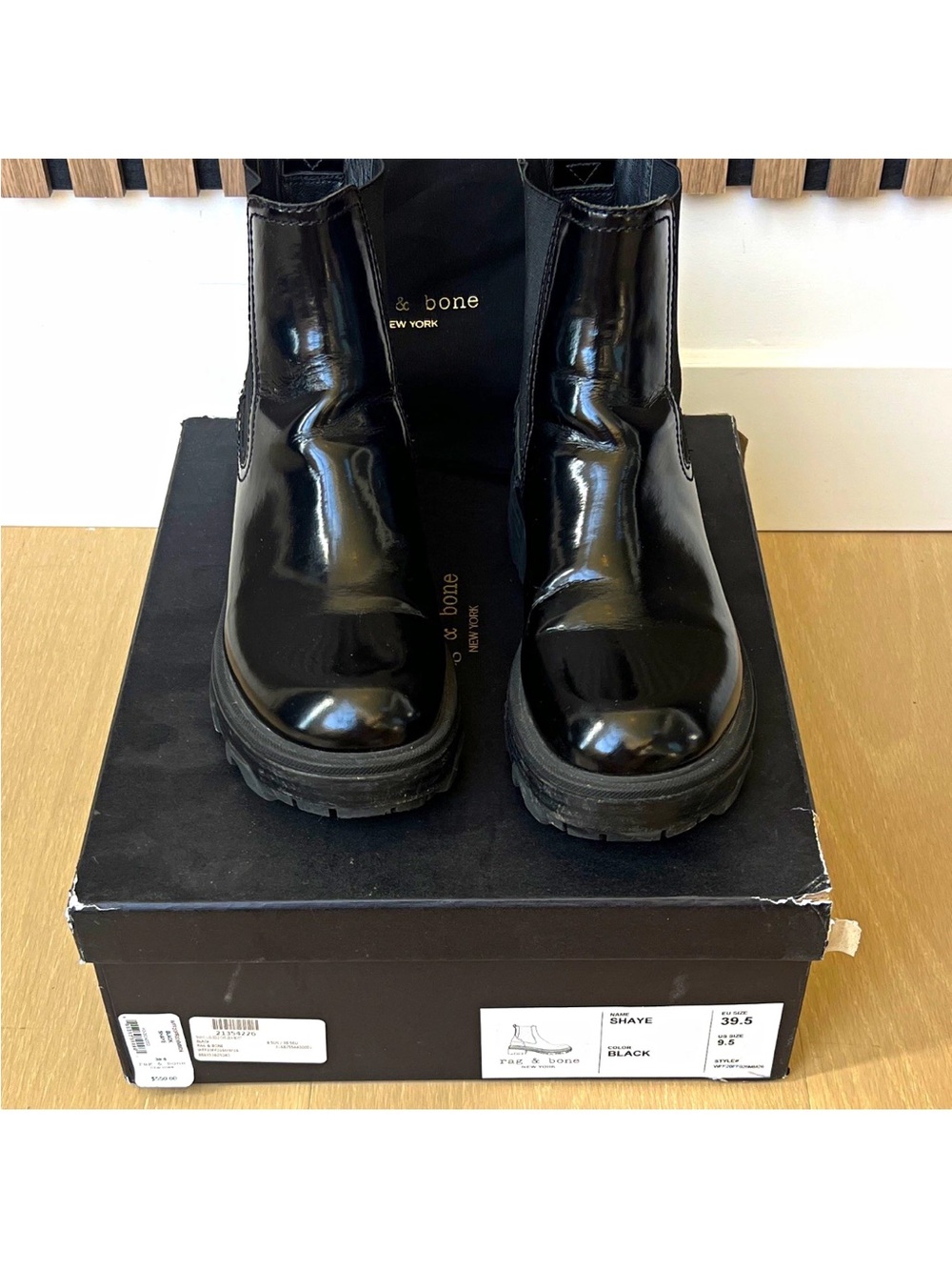 Rag & Bone Black Leather Lug Sole Ankle Boot 8.5 / 39.5 - Picture 2 of 6